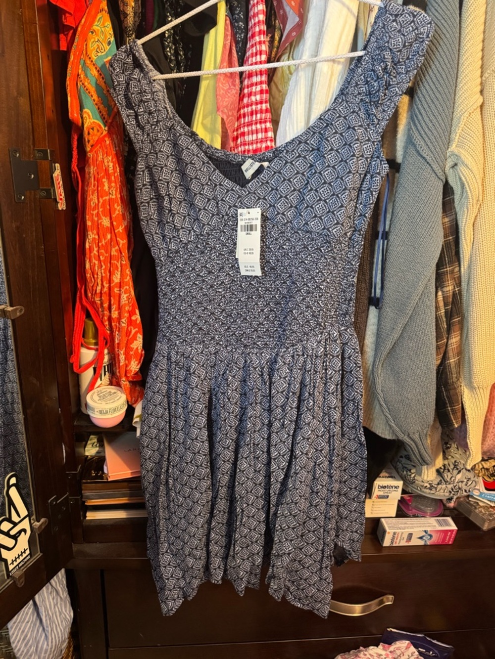 Hollister Blue Printed Mini Dress